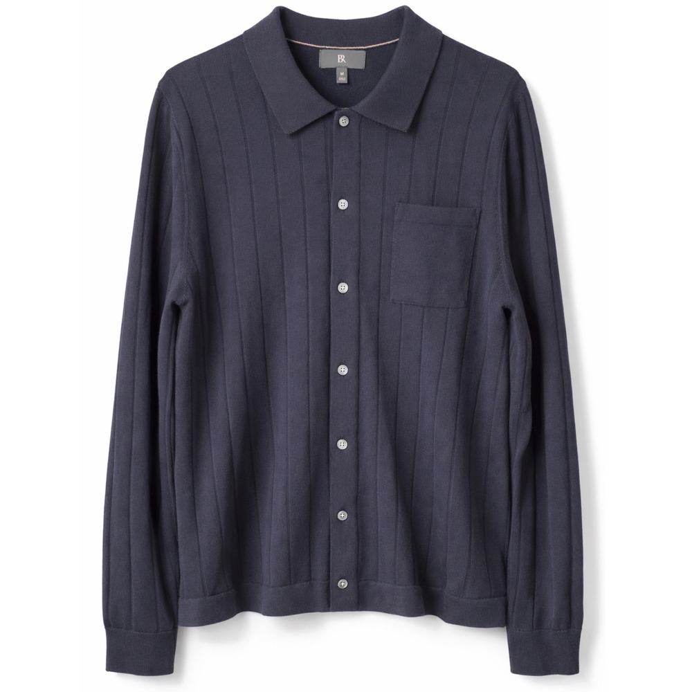 Banana Republic 100% Merino Wool‎ Ribbed Button Cardigan Navy Blue Size M